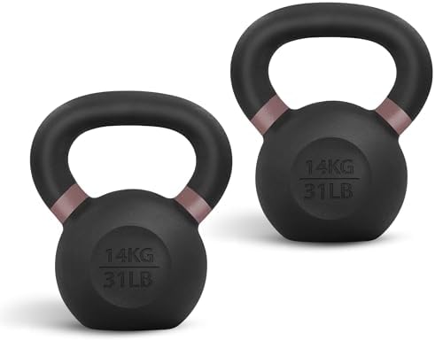 Yes4All 9lb to 71lb Powder Coated Cast Iron Kettlebells - Strength Training Equipment for Home Gym Conditioning - Heavy