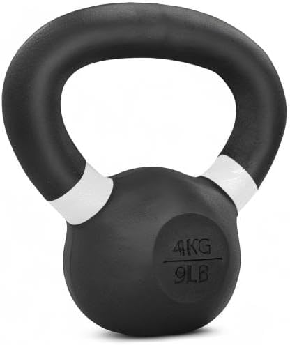 Yes4All 9lb to 71lb Powder Coated Cast Iron Kettlebells - Strength Training Equipment for Home Gym Conditioning - Heavy
