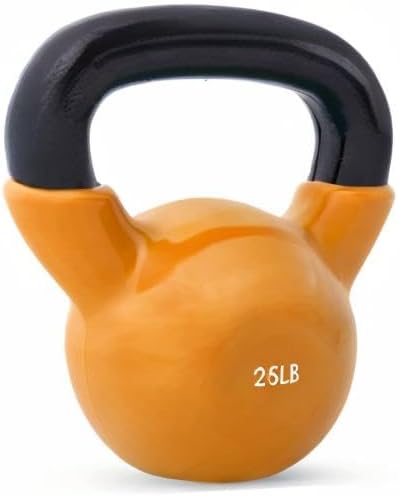 JFIT Kettlebell Weights For Fitness Lovers - Vinyl Coated Iron, 25 LB - Perfect for Home Workouts, Durable and Comfortab
