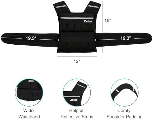 ZELUS Weighted Vest, 20lb/30lb/60lb Vest for Men, Home Workouts/Cardio, Strength Training/Weight Loss