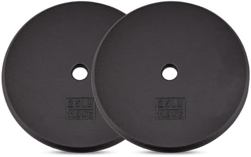 Yes4All Standard 1" Cast Iron Weight Plate - Perfect for Strength Training Enthusiasts - Set of 4, 5LB to 25LB