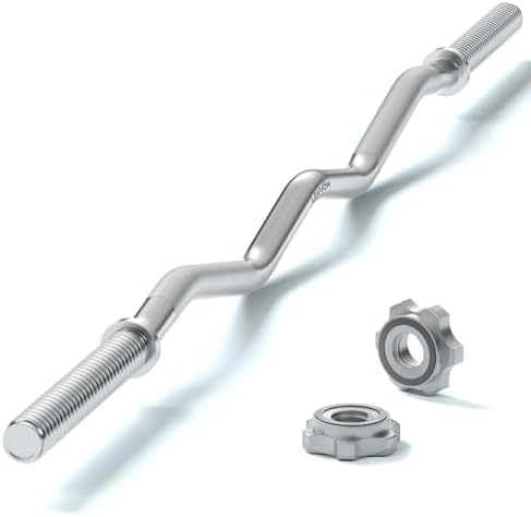 EZ Curl Bar Weight Lifting Bar for Gym and Home, 47" 1-inch Diameter Curling Bars for Hip Thrusts/Squats/Lunges, 220lb W