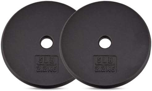 Yes4All Standard 1" Cast Iron Weight Plate - Strength Training - Multiple Weight: 5LB to 25LB (Single & Set of 4) Yes4