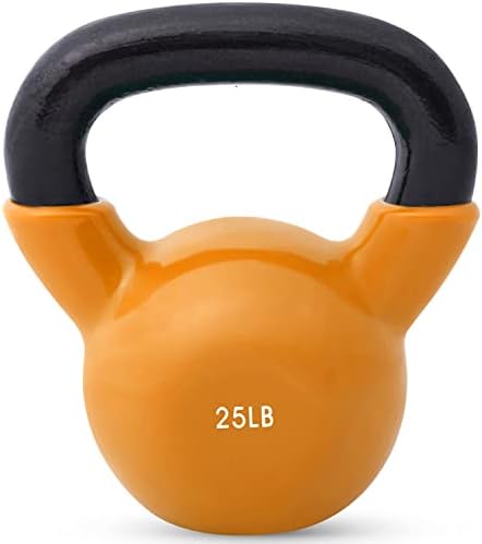 JFIT Kettlebell Weights For Fitness Lovers - Vinyl Coated Iron, 25 LB - Perfect for Home Workouts, Durable and Comfortab