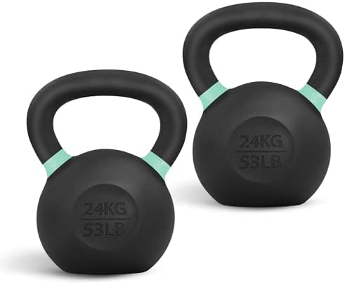 Yes4All 9lb to 71lb Powder Coated Cast Iron Kettlebells - Strength Training Equipment for Home Gym Conditioning - Heavy
