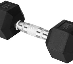 Yes4All Chrome Grip Encased Hex Dumbbells - Anti-Slip Hand Weights Up to 50 LBS Single