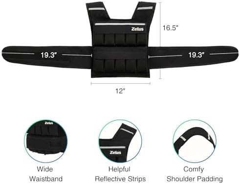 ZELUS Weighted Vest, 20lb/30lb/60lb Vest for Men, Home Workouts/Cardio, Strength Training/Weight Loss