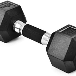 Yes4All Rubber Grip Encased Hex Dumbbell - Anti-Slip Hand Weights 5-50 LBS - Home Workout Fitness Equipment