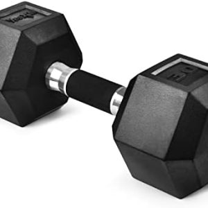 Yes4All Rubber Grip Encased Hex Dumbbell - Anti-Slip Hand Weights 5-50 LBS Single