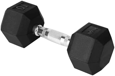 Yes4All Chrome Grip Encased Hex Dumbbells - Anti-Slip Hand Weights Up to 50 LBS Single