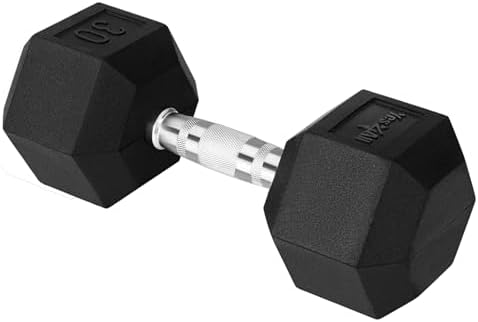 Yes4All Chrome Grip Encased Hex Dumbbells - Anti-Slip Hand Weights Up to 50 LBS Single