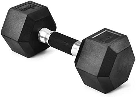 Yes4All Rubber Grip Encased Hex Dumbbell - Anti-Slip Hand Weights 5-50 LBS Single