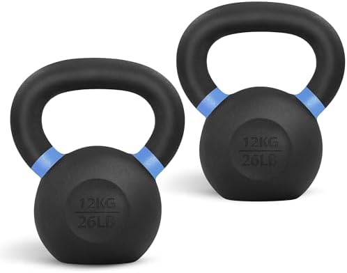 Yes4All 9lb to 71lb Powder Coated Cast Iron Kettlebells - Strength Training Equipment for Home Gym Conditioning - Heavy