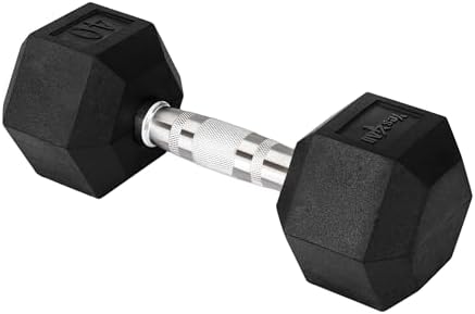 Yes4All Chrome Grip Encased Hex Dumbbells - Anti-Slip Hand Weights Up to 50 LBS Single