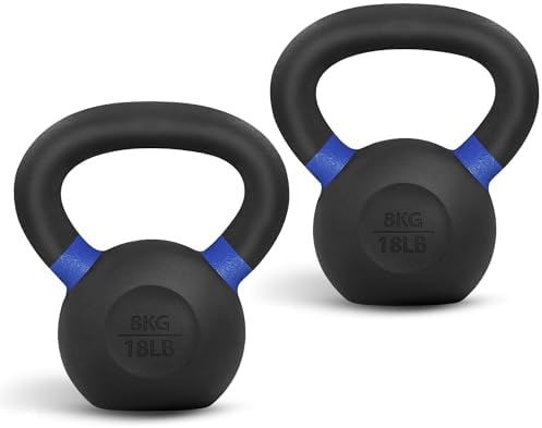 Yes4All 9lb to 71lb Powder Coated Cast Iron Kettlebells - Strength Training Equipment for Home Gym Conditioning - Heavy