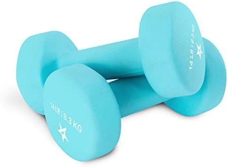 Yes4All Neoprene Coated Dumbbell Hand Weights for Home Workout - Multiple Weight Options with 15 Colors, Anti-Roll, Ant