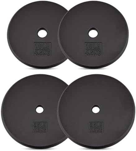 Yes4All Standard 1" Cast Iron Weight Plate - Strength Training - Multiple Weight: 5LB to 25LB (Single & Set of 4) Yes4
