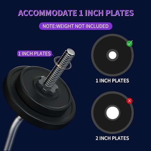 EZ Curl Bar Weight Lifting Bar for Gym and Home, 47" 1-inch Diameter Curling Bars for Hip Thrusts/Squats/Lunges, 220lb W