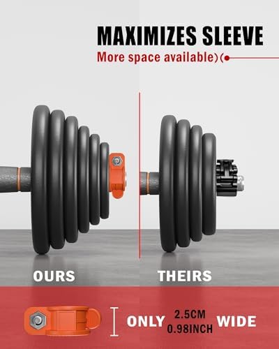 Multi-Size Adjustable Barbell Collar - Quick Release Weight Clips Pair for Dumbbell Bar - 1 inch Barbell Clamps | 1 inc