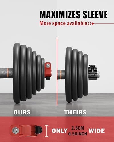 Multi-Size Adjustable Barbell Collar - Quick Release Weight Clips Pair for Dumbbell Bar - 1 inch Barbell Clamps | 1 inc