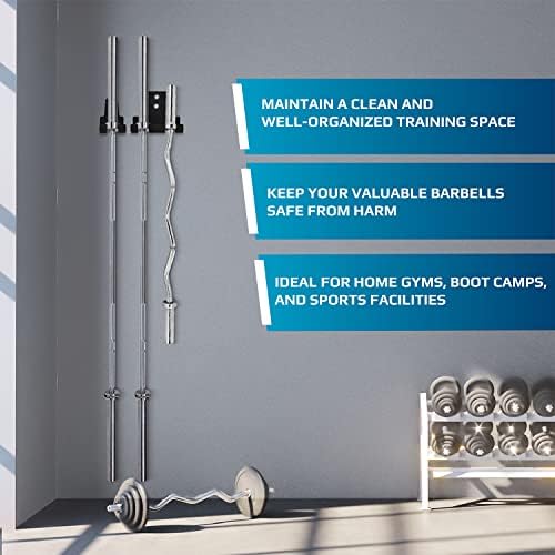 Yes4All Vertical Wall Mount Olympic Barbell Holder for Home Gym Storage | Yes4All Hanging Barbell Rack for Home Fitness