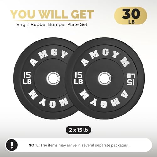 2 Inch Bumper Plates, 10-500lbs, Barbell Rubber Olympic Weight Plates Set for Home Gym, Strength Training & Weight Lifti