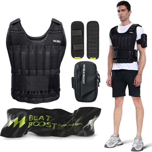 Men's Adjustable Weight Vest 20lb-60lb for Strength Training and Running | Men's 30lb Adjustable Weight Vest with Steel