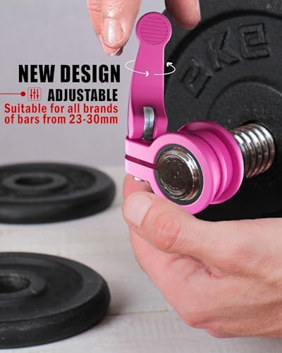 Multi-Size Adjustable Barbell Collar - Quick Release Weight Clips Pair for Dumbbell Bar - 1 inch Barbell Clamps | 1 inc
