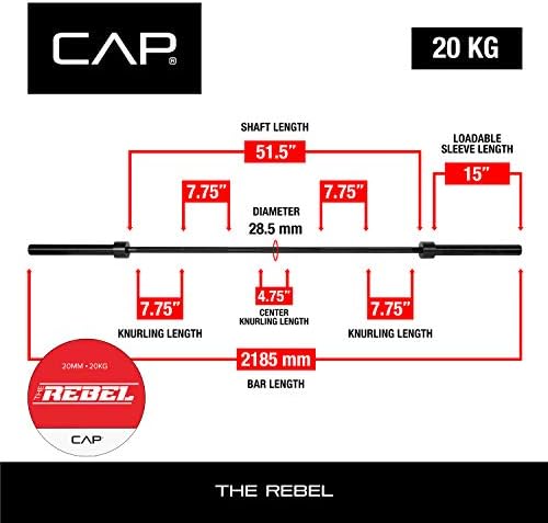 CAP Barbell | Olympic Barbell | Fitness Enthusiasts | Gym & Home Workouts | Durable Construction | 7FT Length | 20mm Dia
