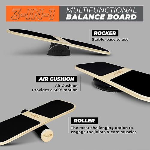 Yes4All Balance Board Sports Trainer for Core Strength and Balance Improvement | Yes4All Surf Trainer Board with Adjust