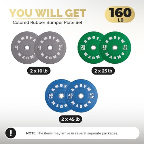 2 Inch Bumper Plates, 10-500lbs, Barbell Rubber Olympic Weight Plates Set for Home Gym, Strength Training & Weight Lifti