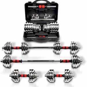 Adjustable Dumbbell Set 44lb/66lb/110lb Home Weight Lifting Professional Dumbbell for Home Gym with Carrying Bag Silver