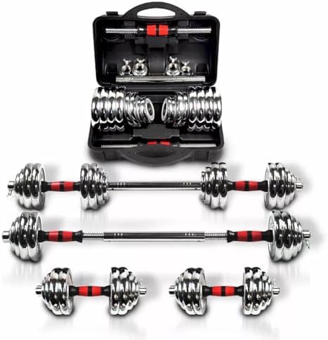 Adjustable Dumbbell Set 44lb/66lb/110lb Home Weight Lifting Professional Dumbbell for Home Gym with Carrying Bag Silver