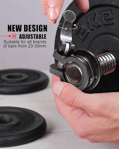 Multi-Size Adjustable Barbell Collar - Quick Release Weight Clips Pair for Dumbbell Bar - 1 inch Barbell Clamps | 1 inc