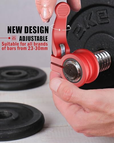 Multi-Size Adjustable Barbell Collar - Quick Release Weight Clips Pair for Dumbbell Bar - 1 inch Barbell Clamps | 1 inc