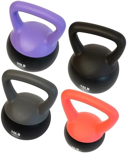 Bintiva Soft Kettlebells Sea and Iron Sand Filled Weights - Fitness Equipment for Women and Men - Color Coded Kettle Bel