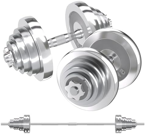 VIVITORY Adjustable Dumbbells Home Gym Workout Fitness Equipment, Chromed Weights, Metal Connecting Rod, 11/22/44/66/110