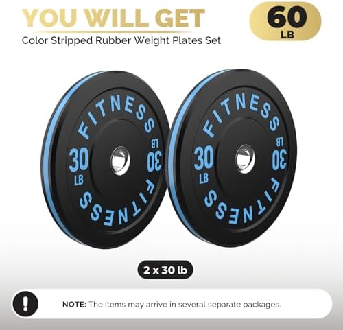 2 Inch Bumper Plates, 10-500lbs, Barbell Rubber Olympic Weight Plates Set for Home Gym, Strength Training & Weight Lifti