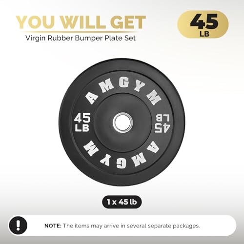 2 Inch Bumper Plates, 10-500lbs, Barbell Rubber Olympic Weight Plates Set for Home Gym, Strength Training & Weight Lifti