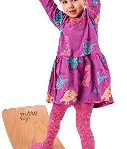 Nutty Toys Montessori Wooden Wobble Board for Kids & Adults - Natural Wood Balance Board Perfect Gift Idea for Christmas