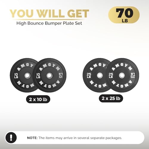 2 Inch Bumper Plates, 10-500lbs, Barbell Rubber Olympic Weight Plates Set for Home Gym, Strength Training & Weight Lifti