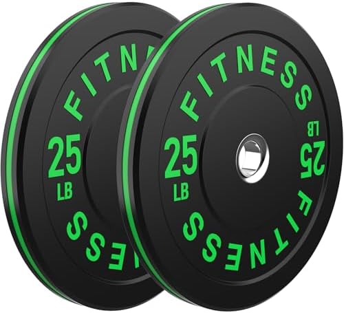 2 Inch Bumper Plates, 10-500lbs, Barbell Rubber Olympic Weight Plates Set for Home Gym, Strength Training & Weight Lifti