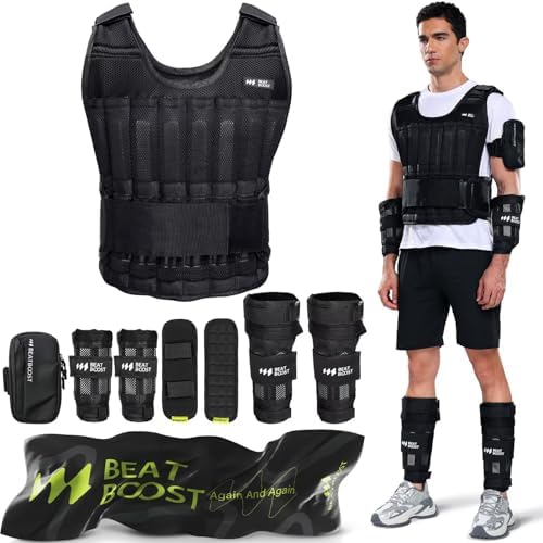 Men's Adjustable Weight Vest 20lb-60lb for Strength Training and Running | Men's 30lb Adjustable Weight Vest with Steel
