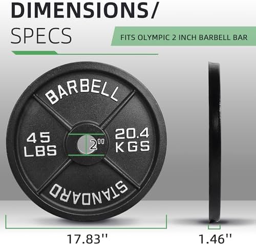 Fitvids 2-Inch Olympic Cast Iron Weight Plate for Strength Training & Weightlifting: Multiple Sizes, Strong & Durable Fi - Image 37