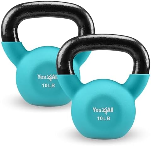 Yes4All 5-65 LB Kettlebells for Full Body Training at Home Gym | Yes4All Neoprene Coated Cast Iron Kettlebells for Home