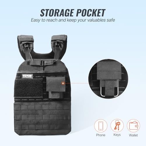 VEVOR Adjustable Weighted Vest for Strength Training and Running | Reflective Stripe Weight Vest by VEVOR for Nighttime