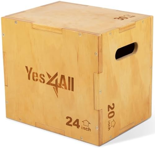 Yes4All 3-in-1 Wooden Plyo Box for Home Gym, 450 lbs Boxes with Smooth Edges and Wide Handles | Yes4All Plyo Box 3-in-1