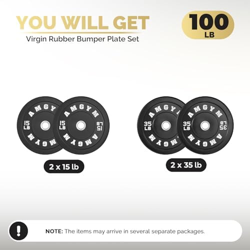 2 Inch Bumper Plates, 10-500lbs, Barbell Rubber Olympic Weight Plates Set for Home Gym, Strength Training & Weight Lifti