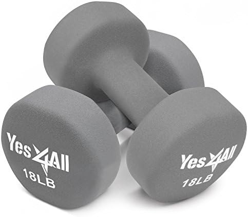 Yes4All Neoprene Coated Dumbbell Hand Weights for Home Workout - Multiple Weight Options with 15 Colors, Anti-Roll, Ant