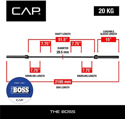 CAP Barbell | Olympic Barbell | Fitness Enthusiasts | Gym & Home Workouts | Durable Construction | 7FT Length | 20mm Dia